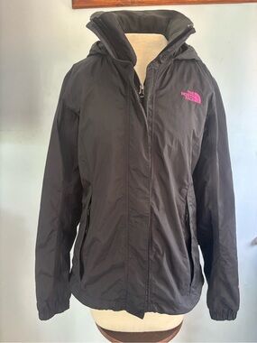 The North Face Black Jacket with Pink Logo Detail